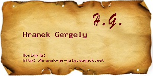 Hranek Gergely névjegykártya